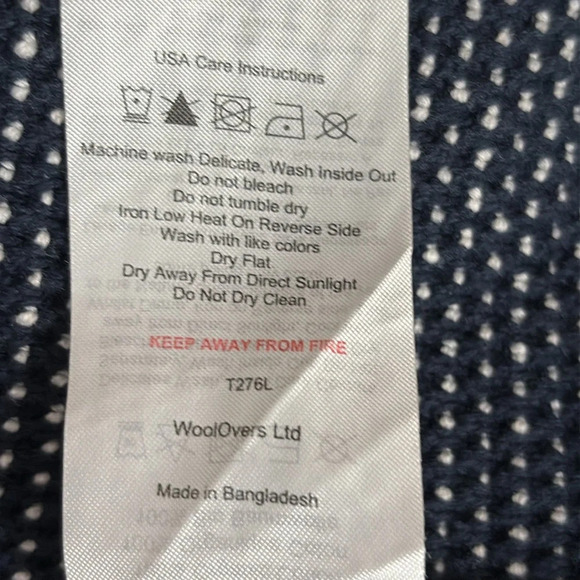 WoolOvers Organic Cotton Open Front Cardigan in Navy & Cream - Size Medium - Picture 7 of 7